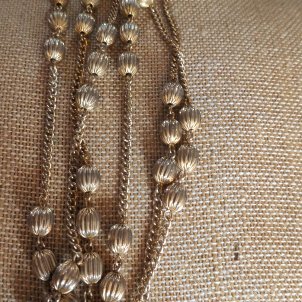 60" Monet gold toned textured ball chain